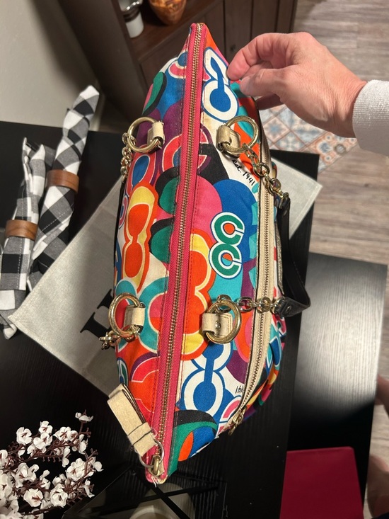 📍AS IS PROJECT! Coach Poppy Signature Large Tote Bag No Offers - Picture 4 of 16